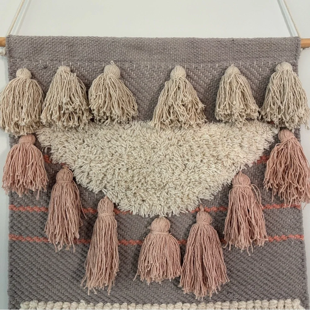 Berry + Clay Home Large Fringed Pastel Wall Hanging Boho